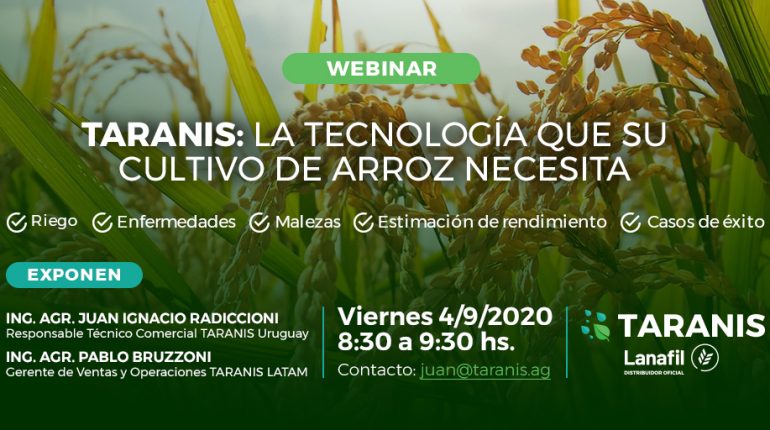 ·WEBINAR· TARANIS: La tecnología que su cultivo de ARROZ necesita