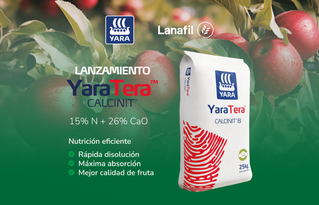 Lanafil incorpora a su portafolio YaraTera™ Calcinit, una fuente premium de nitrógeno y calcio completamente disponibles, diseñada para responder a las exigencias de los sistemas productivos modernos y de alta eficiencia.
